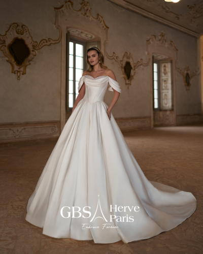 White wedding dress by GBS Herve Paris