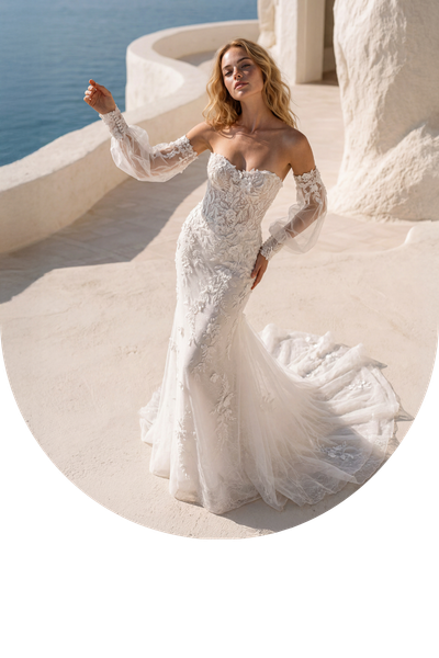 Fit and flare wedding dress by Libelle Bridal