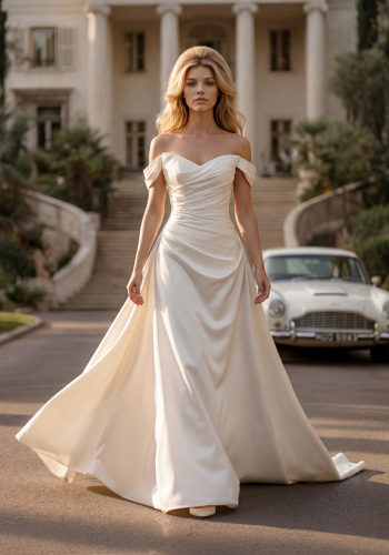 Wedding dress with off-shoulder straps by Randy Fenoli