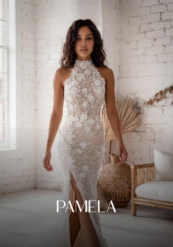 Wedding dress Pamela with high neckline by GBS Herve Paris
